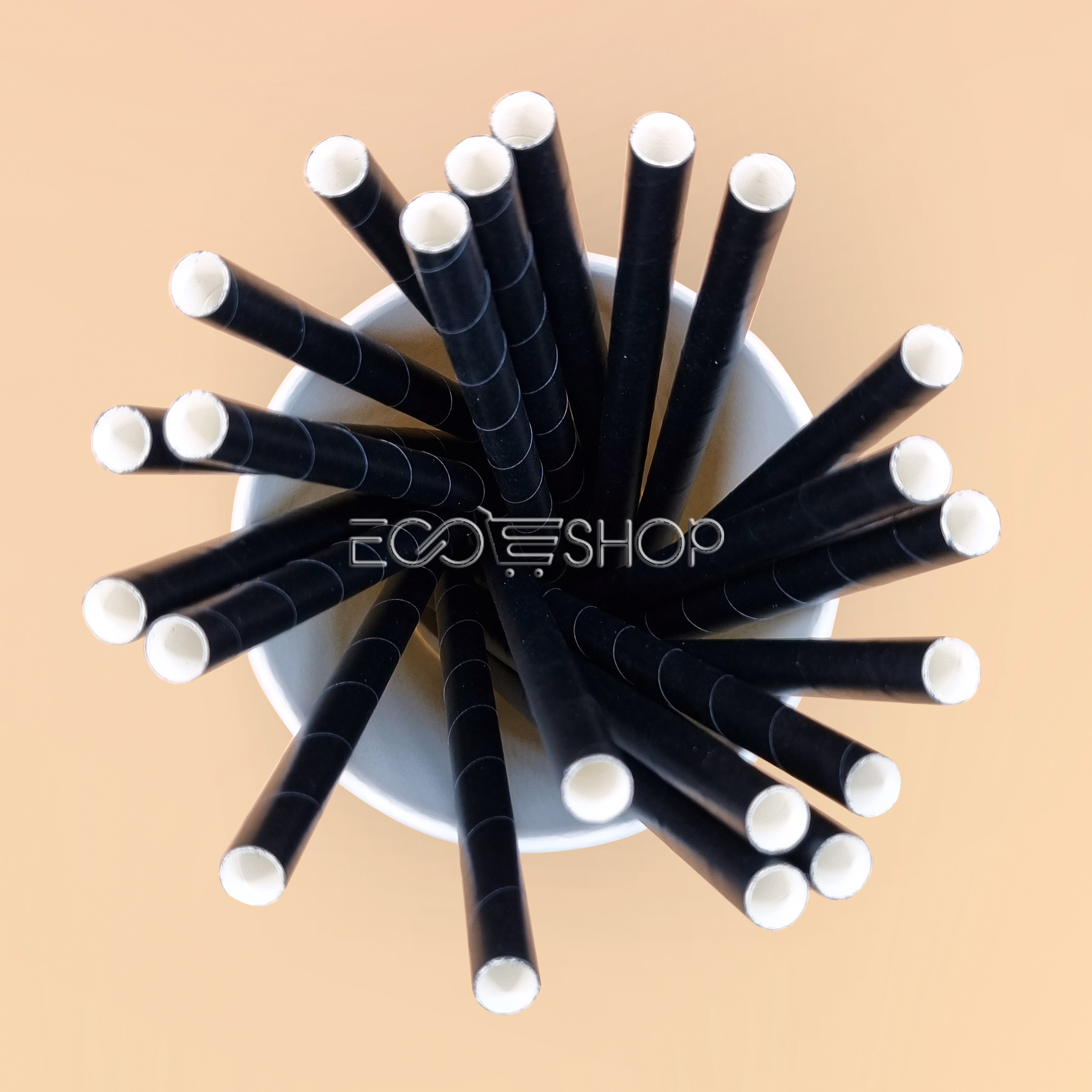 Ống hút giấy Ø6x197mm - màu đen (Lốc 50 cái)