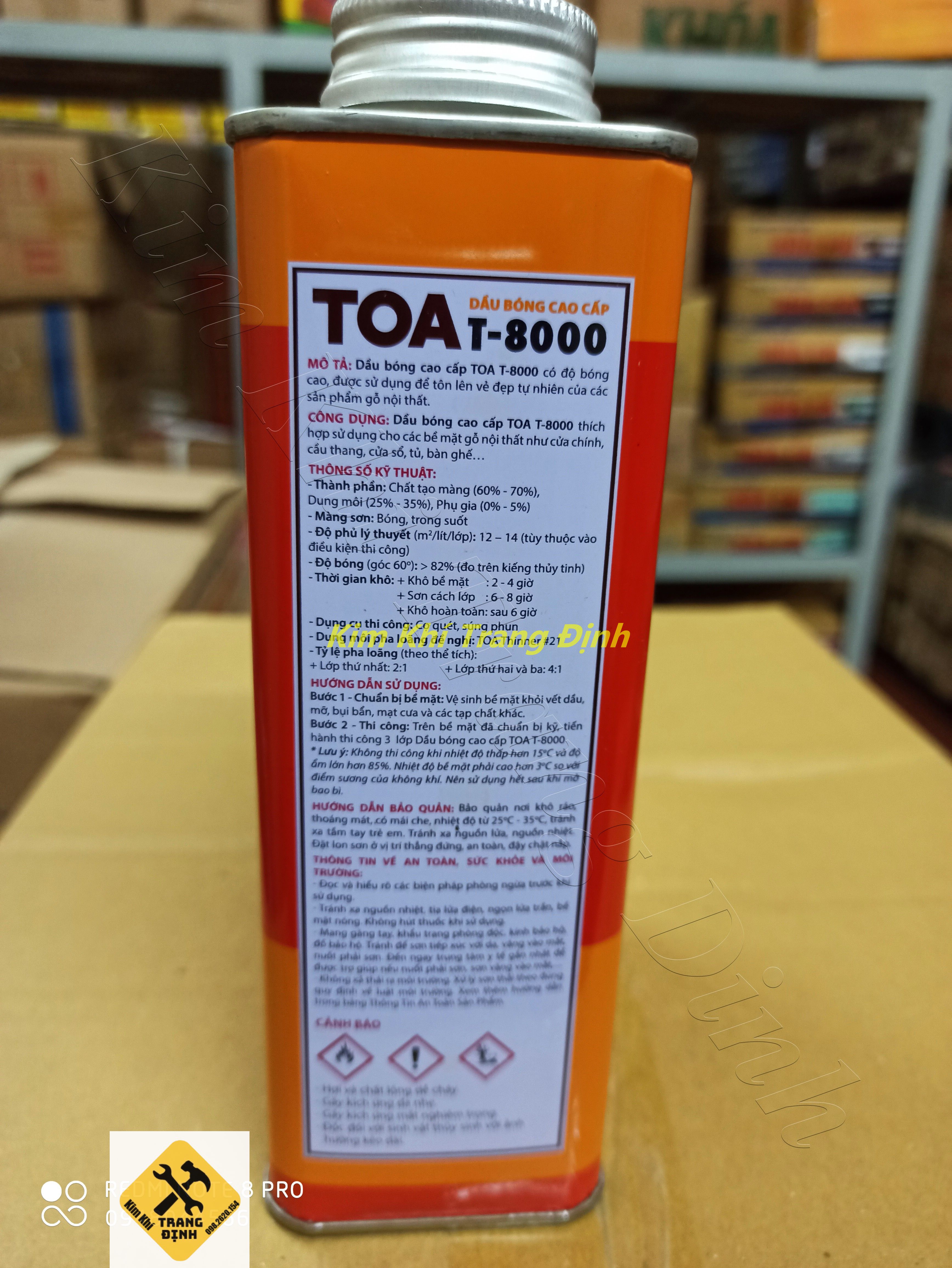 Dầu bóng TOA cao cấp T-8000 850ml
