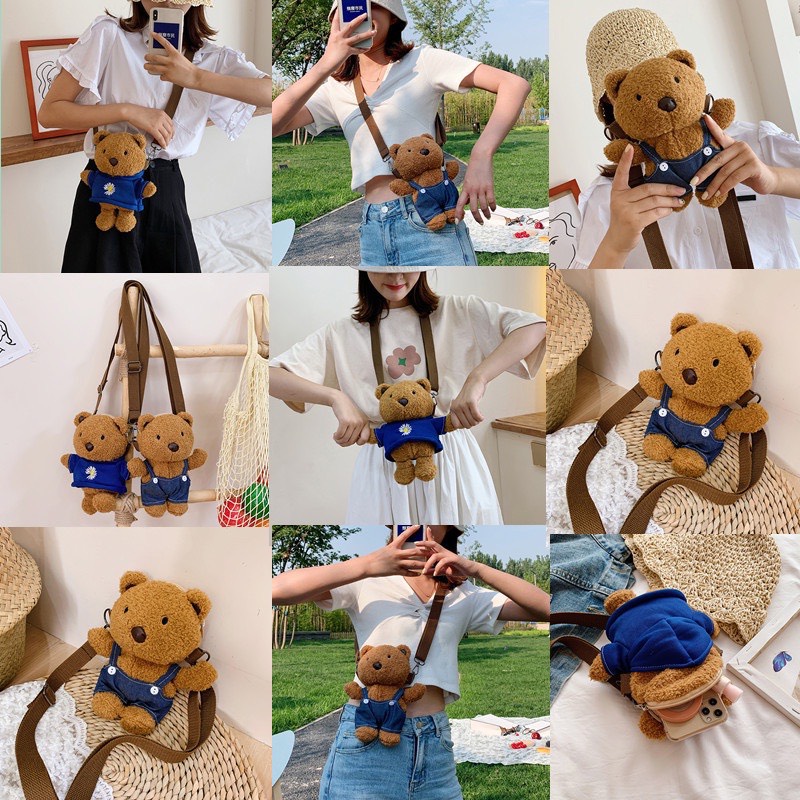 Túi đeo chéo gấu bông Teddy siêu cute cho bé