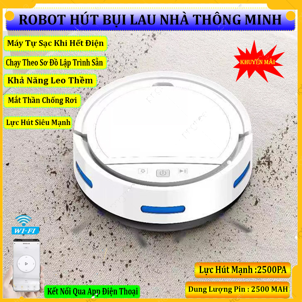 Robot Hút Bụi Tự Động HC002 Điều Khiển Qua App Điện Thoại