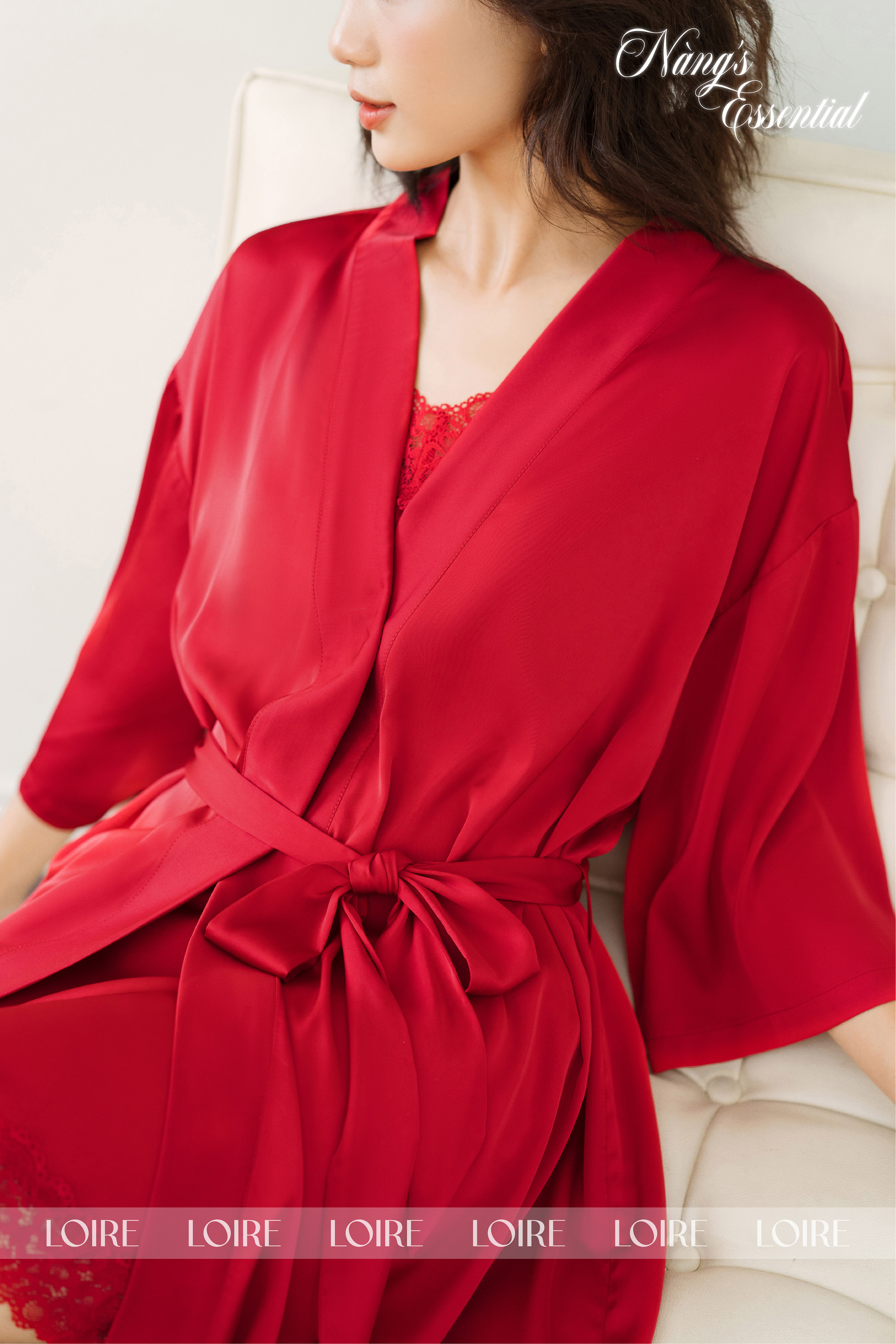 Áo Choàng Lụa Buộc Eo Loirechic ACN01