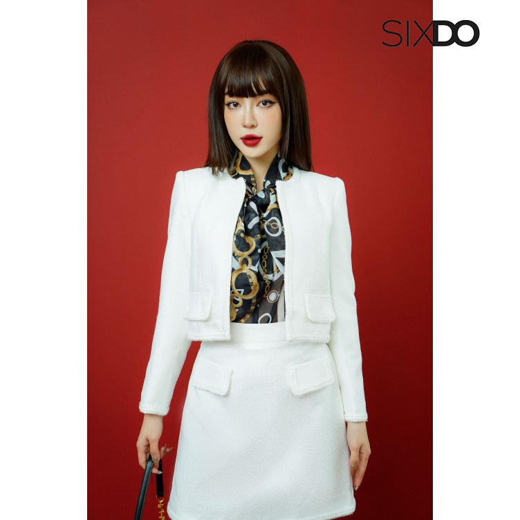 Áo Vest nữ trắng dáng lửng SIXDO (White Cropped Woven Vest)