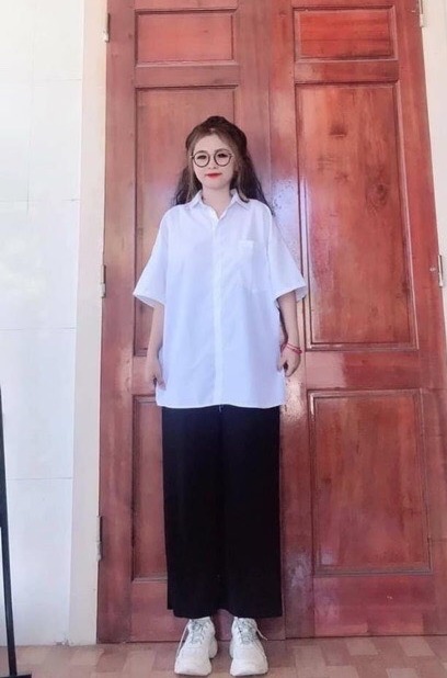 Áo Sơ Mi Trắng Tay Lỡ Unisex chất vải Lụa mềm mịn, không nhăn Sơ Mi trắng học sinh tay lỡ V80