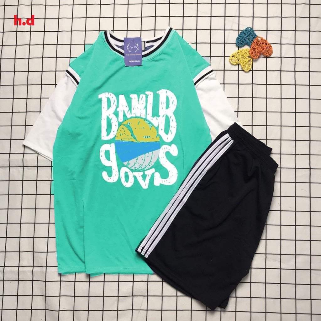 Sét áo Baml phối tay + quần đùi 3 sọc HDA0321