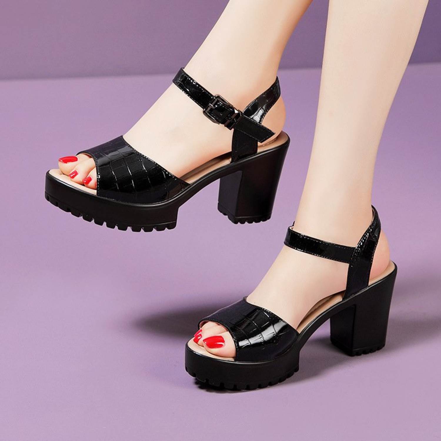 giày sandal cao gót đế vuông 6 phân 2023