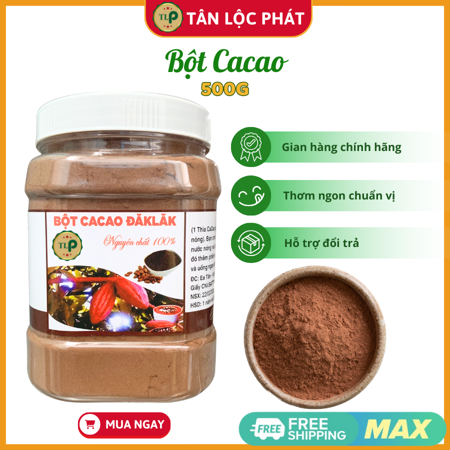 BỘT CACAO NGUYÊN CHẤT TÂN LỘC PHÁT HŨ 500G