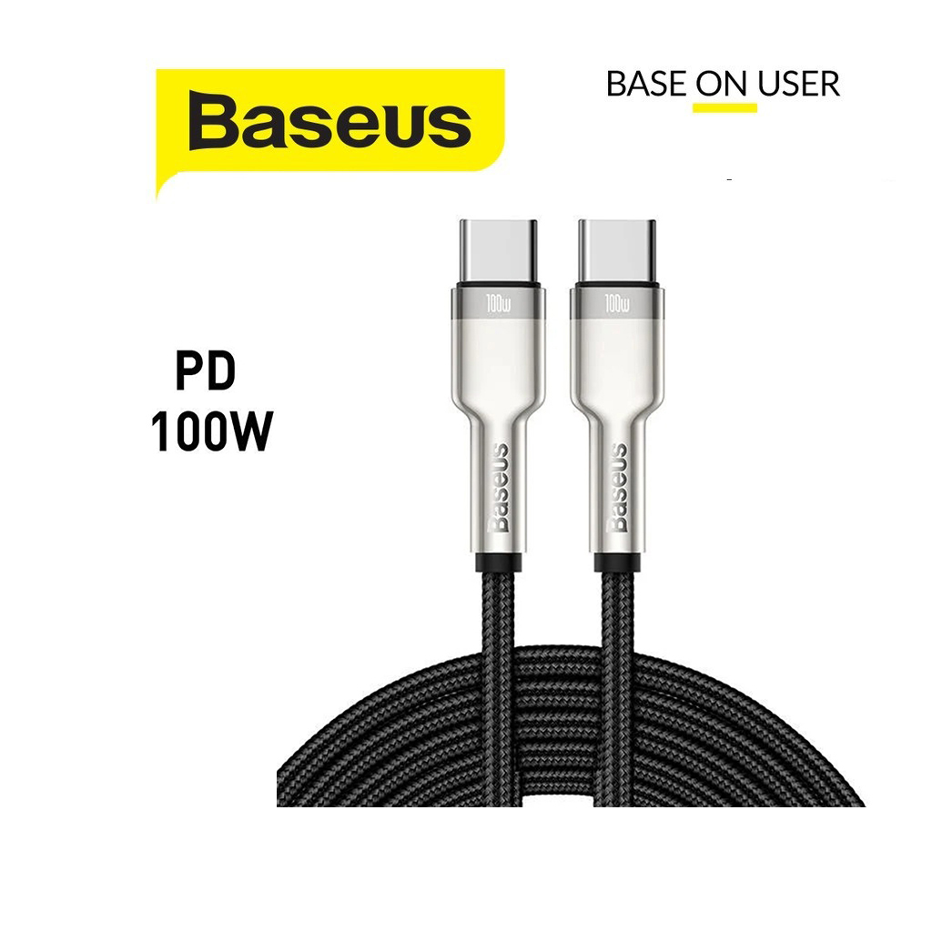 Cáp sạc nhanh 100W Baseus Cafule Metal Type-C to Type-C truyền dữ liệu nhanh chóng dài 100CM