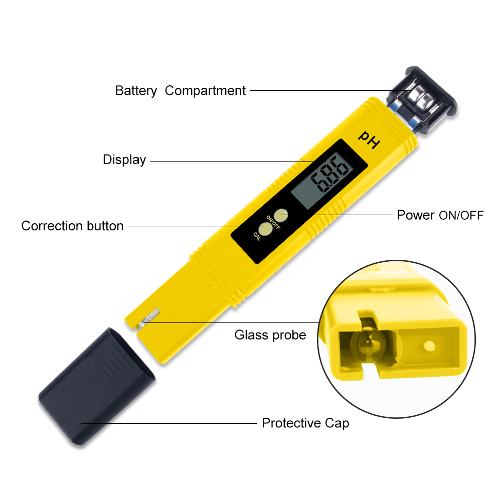 Máy Đo Độ PH Kỹ Thuật Số, Máy Kiểm Tra Độ Axit, Máy Kiểm Tra Độ Chính Xác 0.01 PH Đồng Hồ Đo Chất Lượng Nước Bể Cá