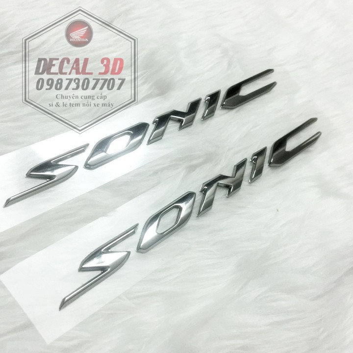 Decal tem chữ nổi sonic hàng zin cao cấp