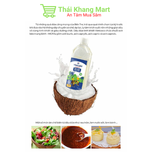 Dầu dừa tinh khiết Vietcoco chai Pet 250ml
