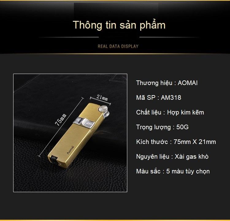 Bật Lửa Gas khò Cao Cấp AOMAI 318 ( 5 màu tùy chọn )