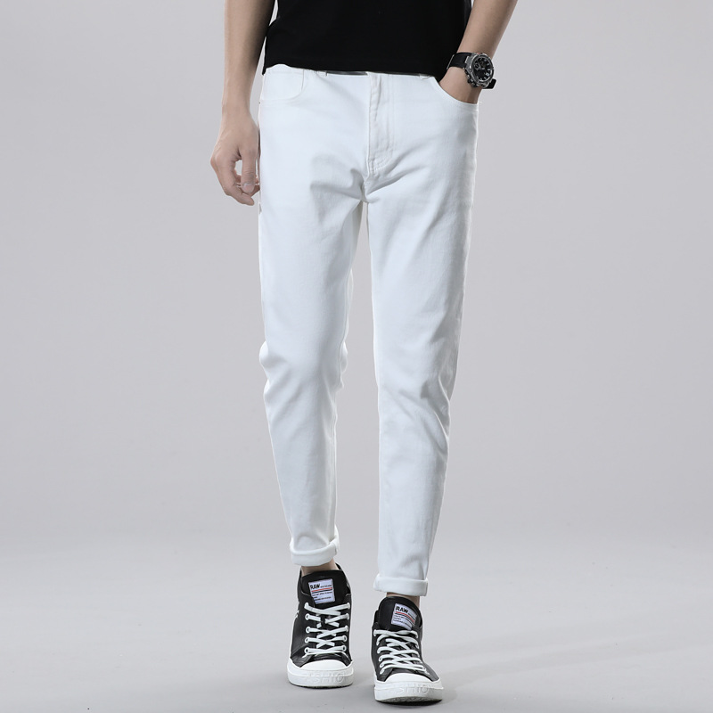 Quần jean nam màu trắng - quần bf nam cao cấp - jean dày co giãn loại 1