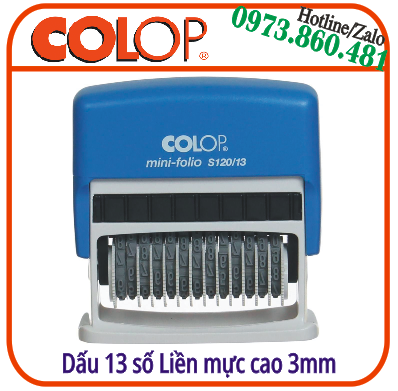 Con dấu 13 số liền mực cao 3mm Colop S120/13