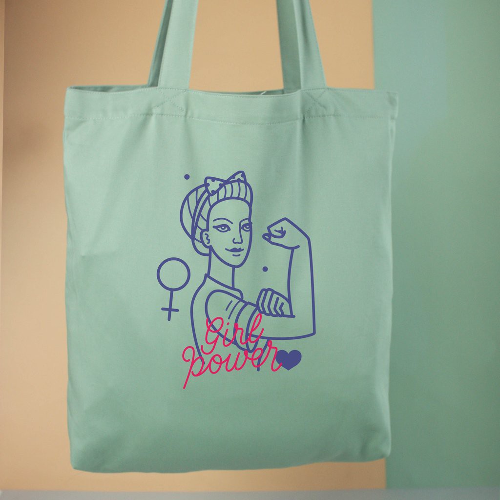 Túi tote vải in hình Girl Power