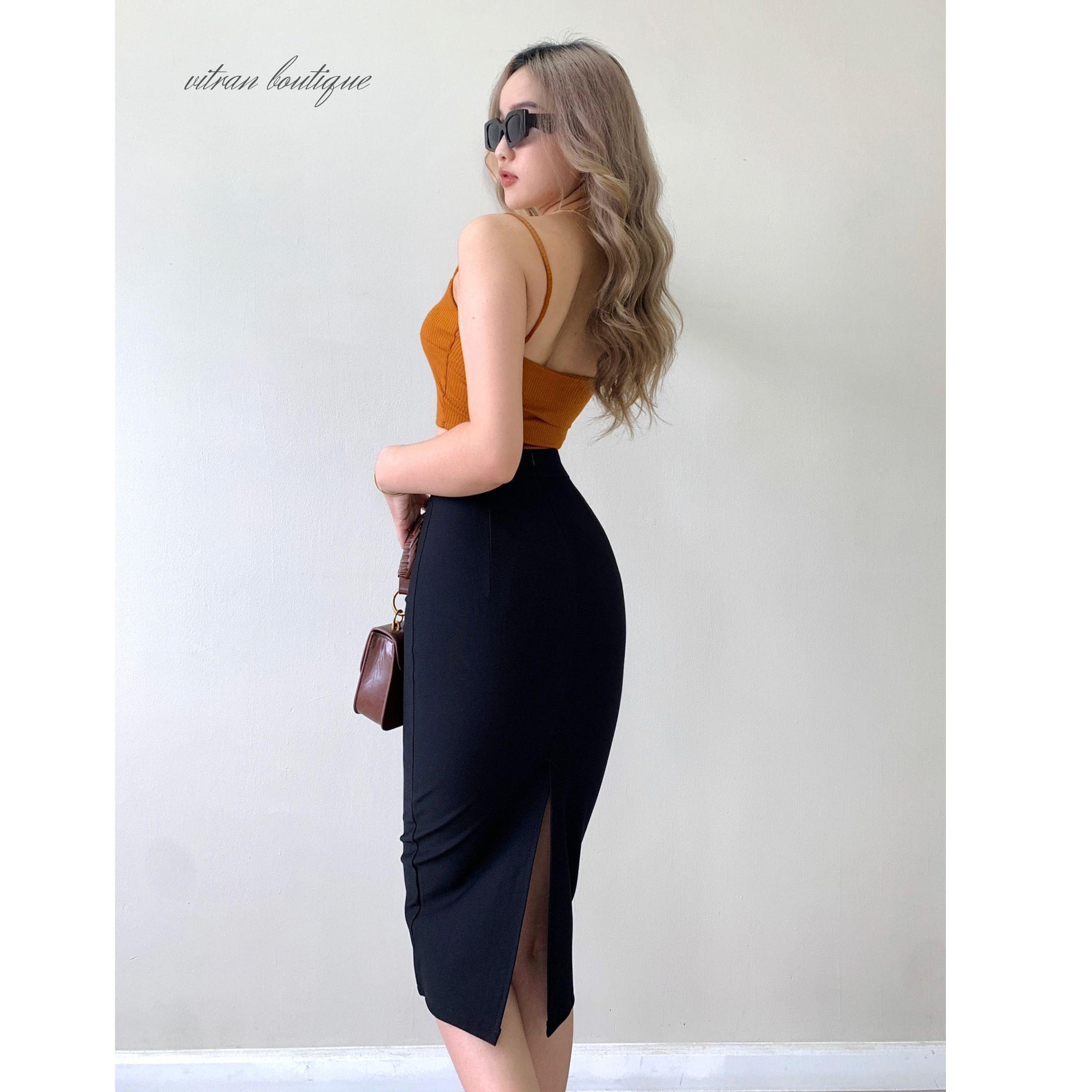 Chân Váy Bút Chì Xẻ Sau Dáng Dài 70Cm