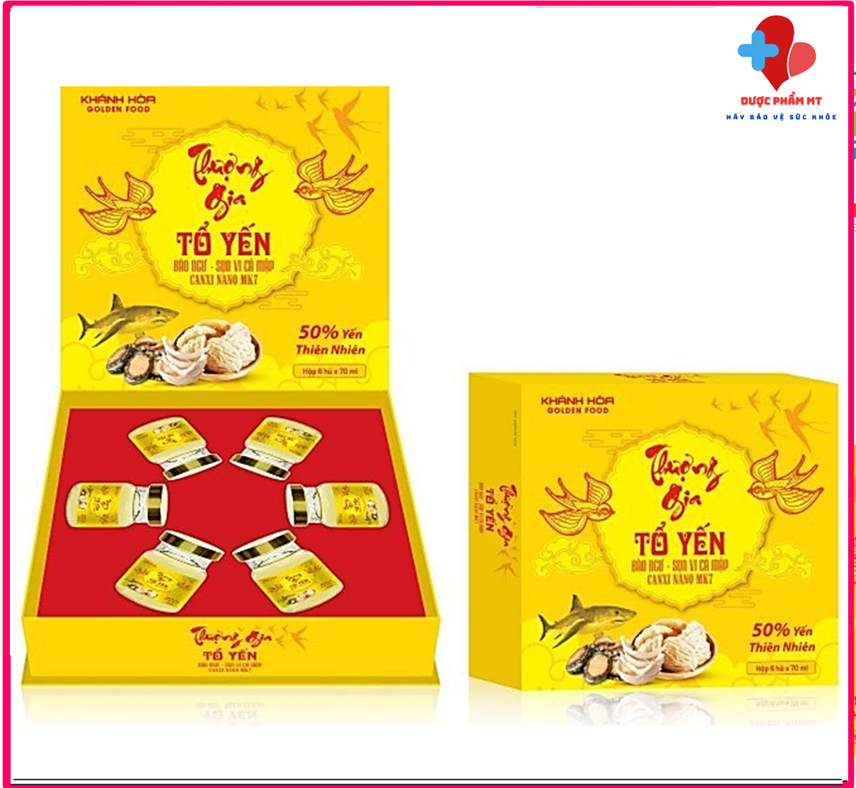 Hộp 6 hũ tổ yến thượng gia bào ngư sụn vi cá mập canxi nano mk7 -50% yến giúp bồi bổ cơ thể, ăn ngon, ngủ tốt, tăng đề kháng, kiểm soát đường huyết, tốt cho xương khớp - dược phẩm mt