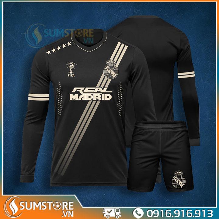 Bộ Đồ Đá Banh Thể Thao Độc Lạ Dài Tay  - CLB Re-al Đen Fi Fa 2023 - Thun Lạnh Cao Cấp