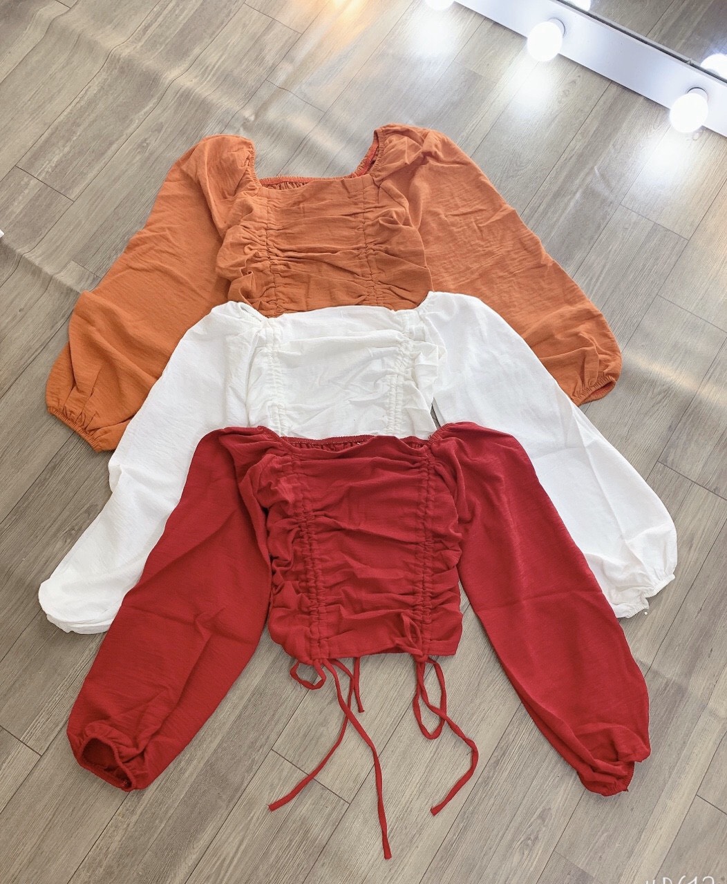 Áo voan croptop rút hai bên eo dễ thương TTSLA0185(tts0744)