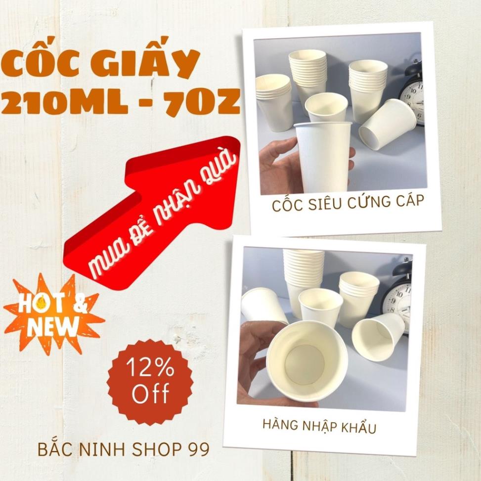 [50 Chiếc] Cốc giấy 210ml_7oz cao cấp dùng 1 lần