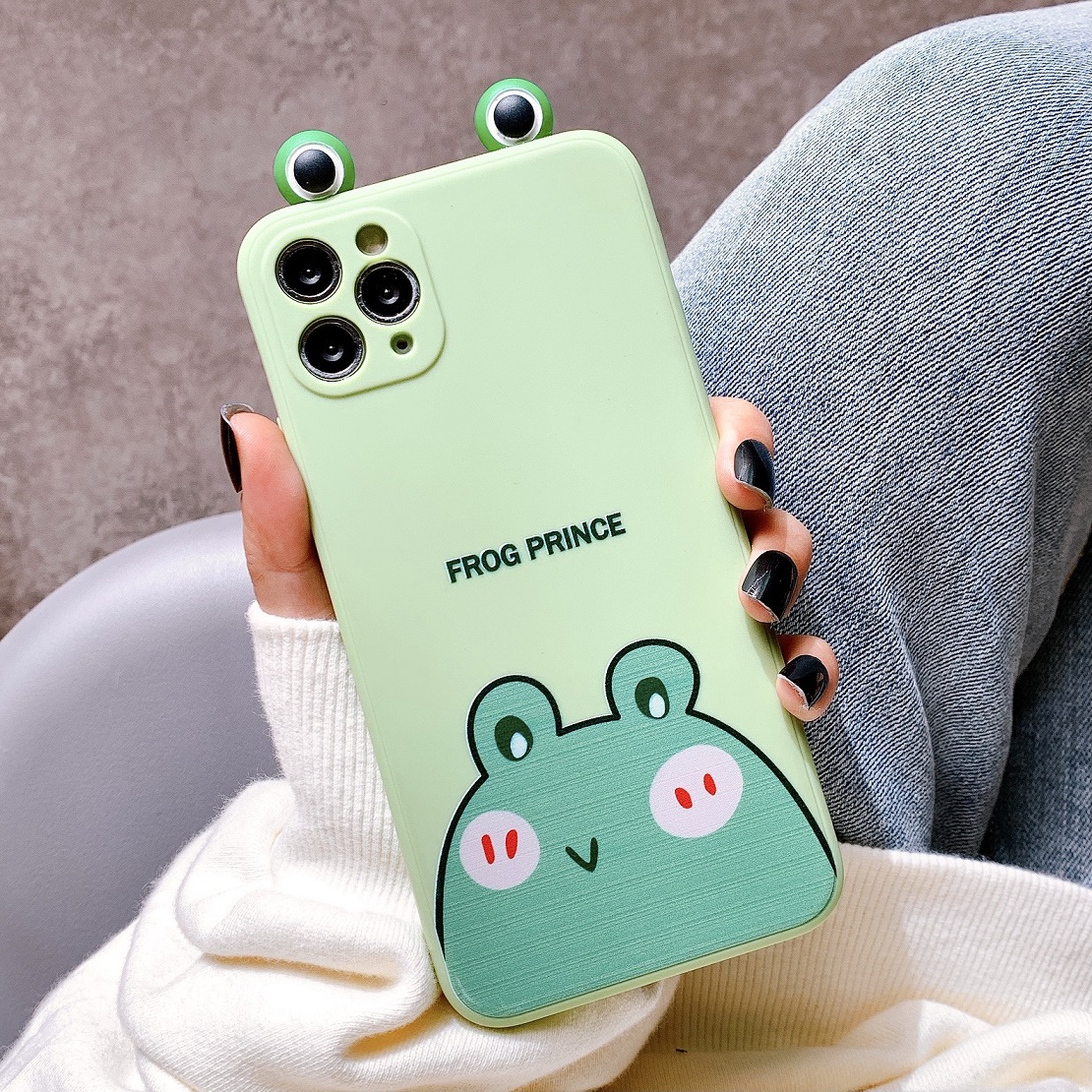 Ốp Lưng Silicon Bảo Vệ CAMERA Hình Nổi Bear x Cat x Frog