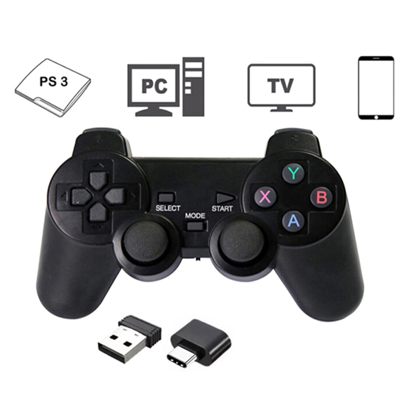 Tay cầm chơi game điều khiển cần điều khiển kép không dây 2.4GHz Tay cầm chơi game cho PS3 PC TV Box