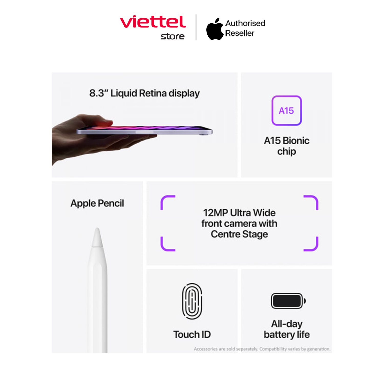 Apple iPad mini (Gen 6) WIFI Chính hãng (ZA/A) [Viettel Store]