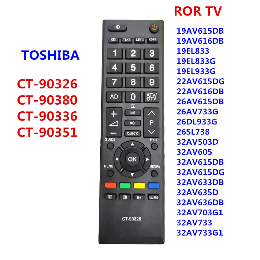 Ct-90326 new replacement remote control for toshiba 3d smart tv ct90326 ct-90380 ct-90386 ct-90336 ct-90351