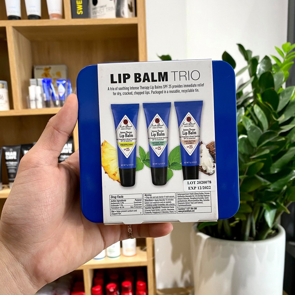 Set Son Dưỡng Jack Black Lip Balm Trio