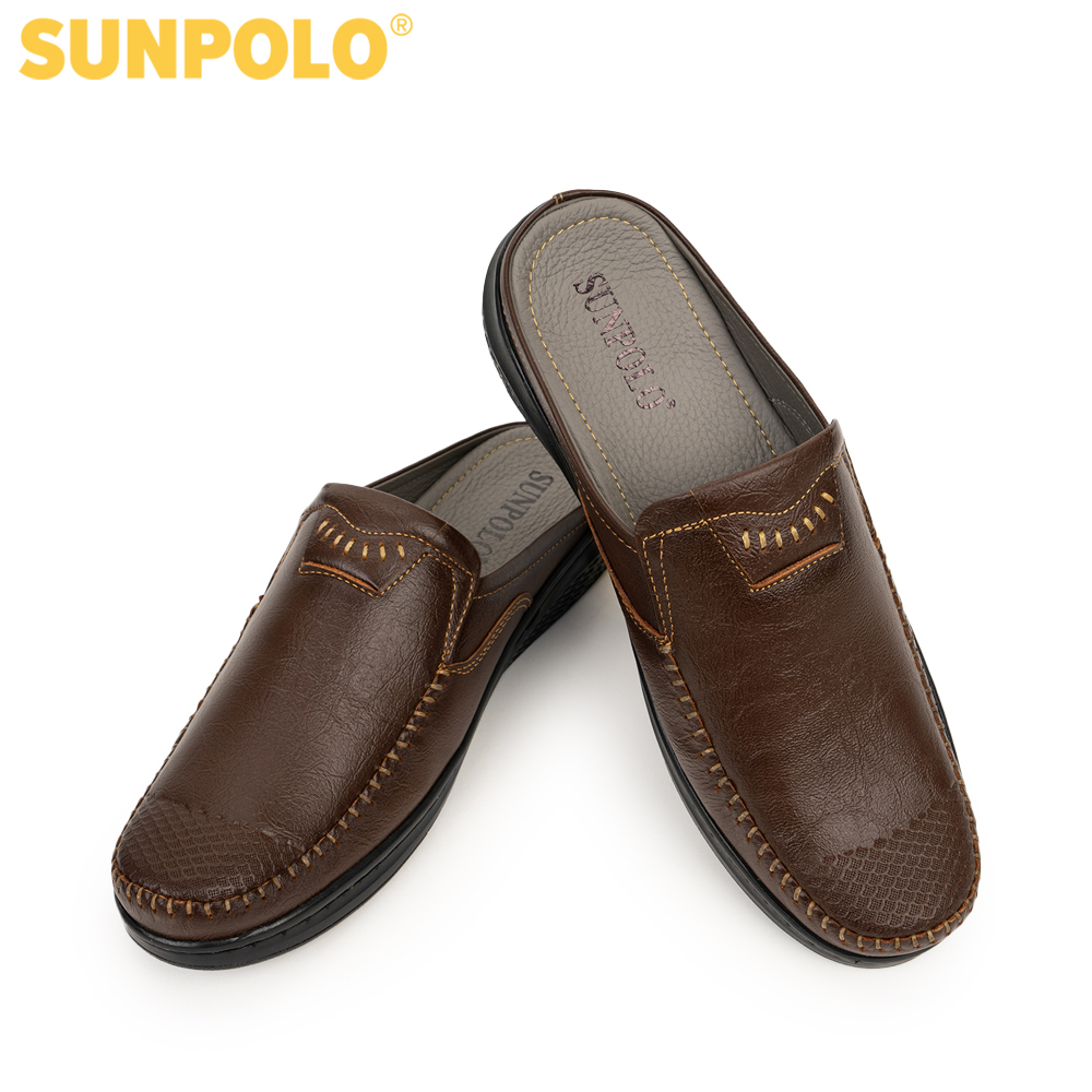 Dép sapo nam da bò SUNPOLO SPO330 (Đen, Nâu)