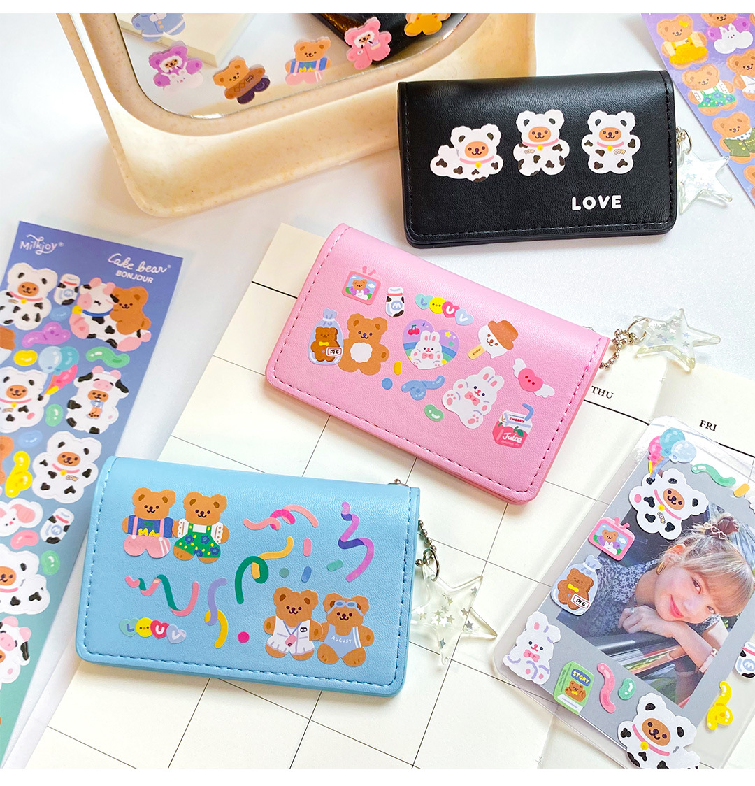 Tấm sticker gấu dễ thương decor toploader, trang trí