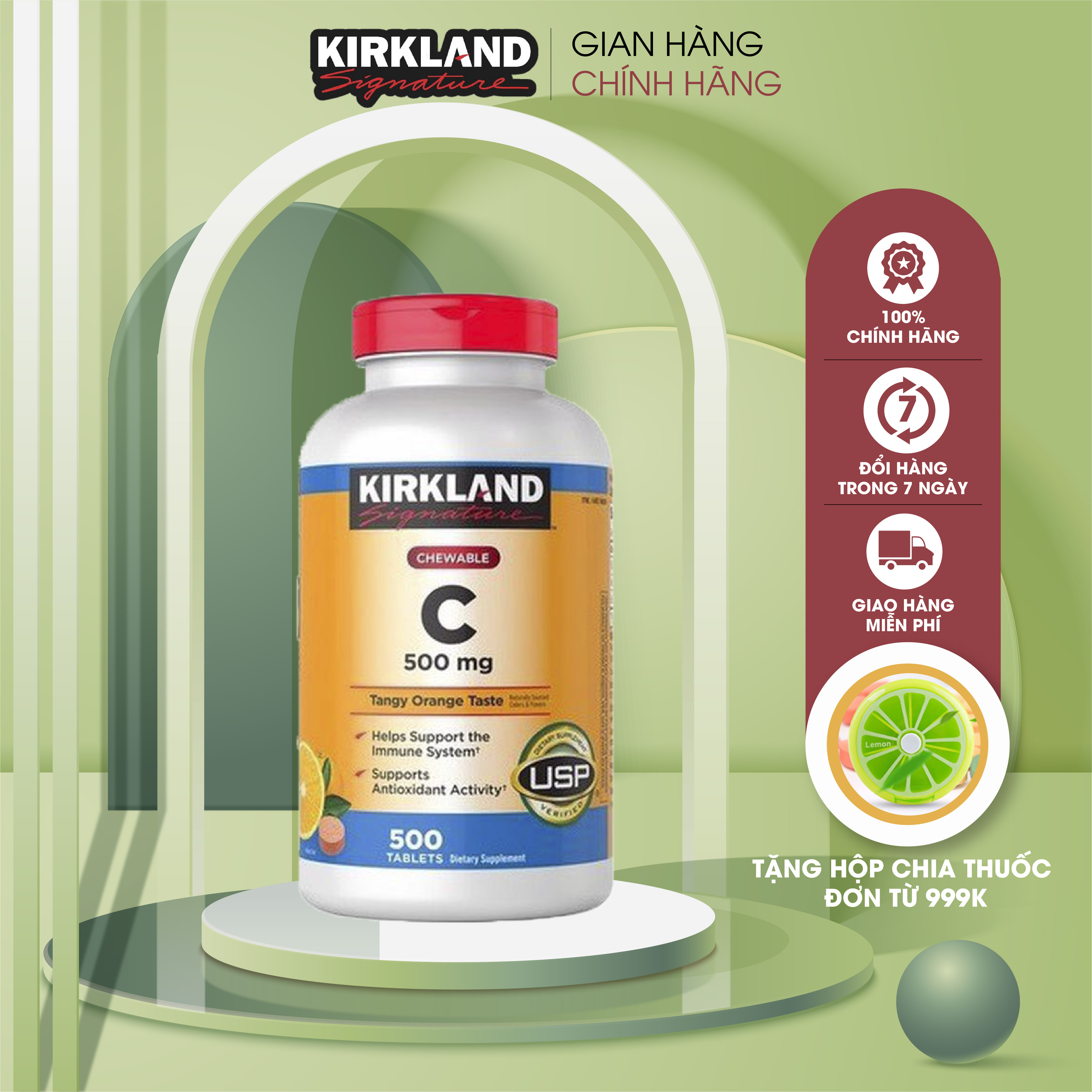 Viên Nhai Bổ Sung Vitamin C 500mg Kirkland Của Mỹ 500 viên