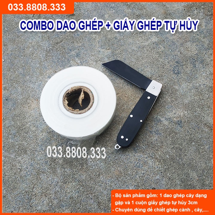 Combo dao ghép cây cán gập & giấy ghép cây tự hủy 3cm