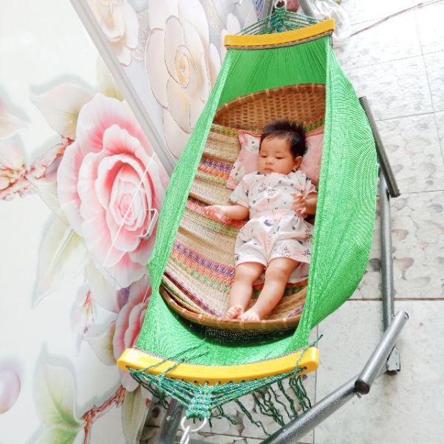 Khung võng xếp cho em bé sơn tĩnh điện kèm lưới - Võng Xếp Thảo Điều