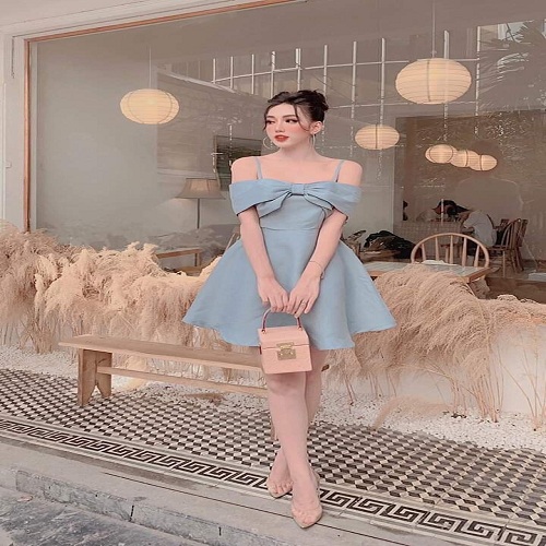 [HCM]Váy xòe hở vai siêu sang chảnh