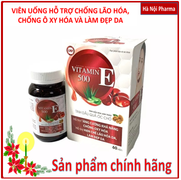 Viên Uống Đẹp Da Vitamin E Đỏ Hộp 60 Viên, Chiết Xuất Tinh Dầu Óc Chó, Hoa Anh Thảo, Lô Hội, Giúp Chống Oxy hóa, Làm Trắng Mịn Da, Mờ Nếp Nhăn, Mờ Thâm Nám, Cân Bằng Nội Tiết Tố, Giảm Mụn Nhọt, Hà Nội Pharma