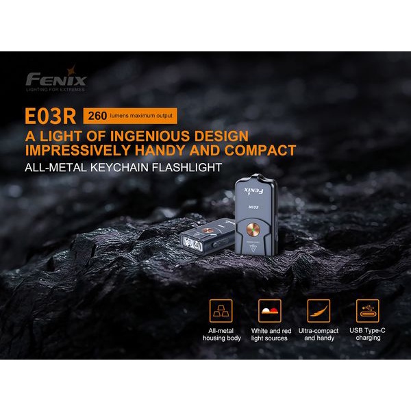 FENIX E03R ĐÈN PIN MAX 260 lumens
