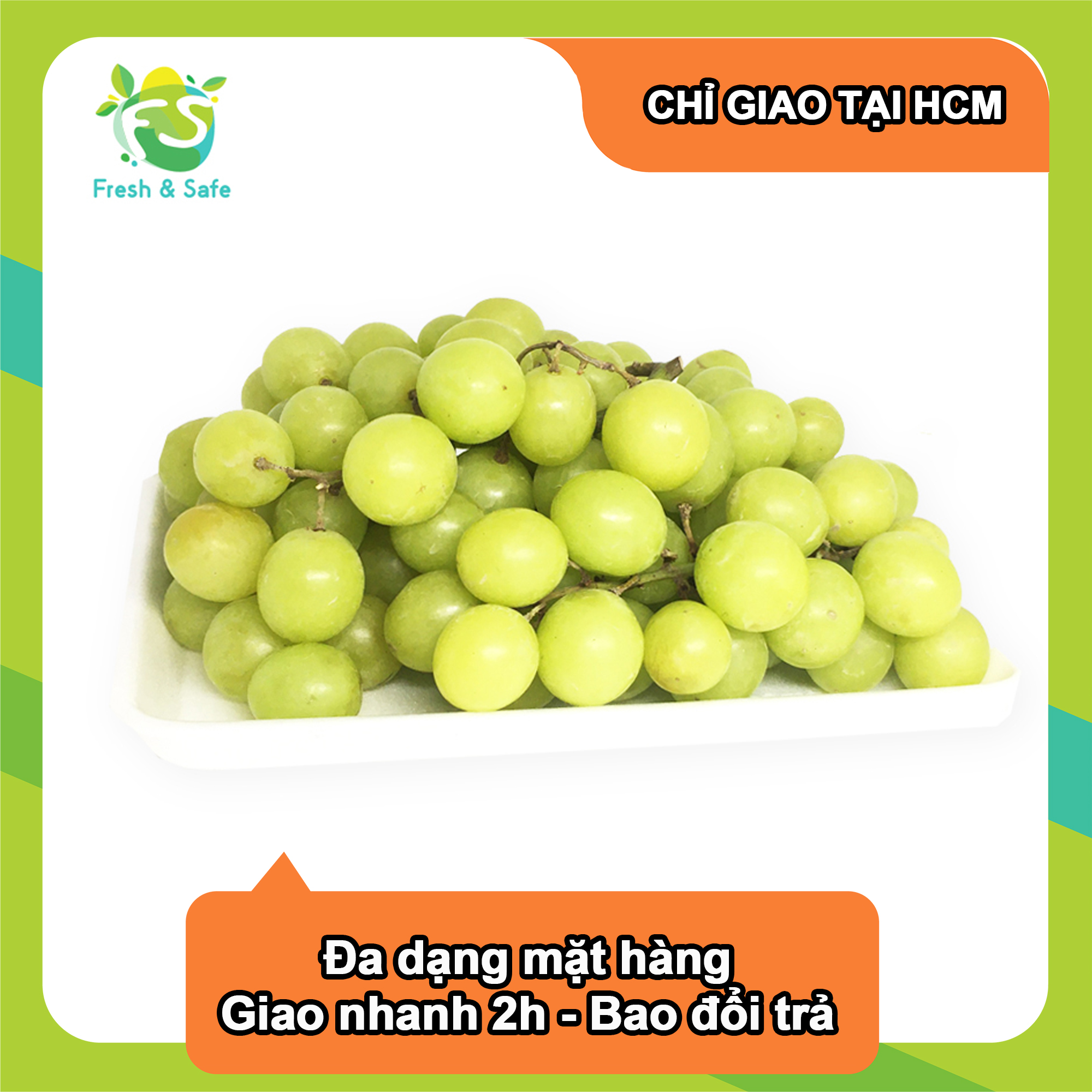 [Chỉ Giao HCM] Nho Xanh Không Hạt Nhập Khẩu - 500g