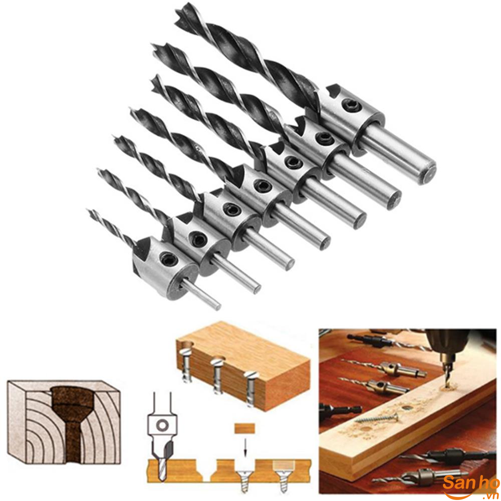 Bộ 7 mũi khoan gỗ doa lỗ vít