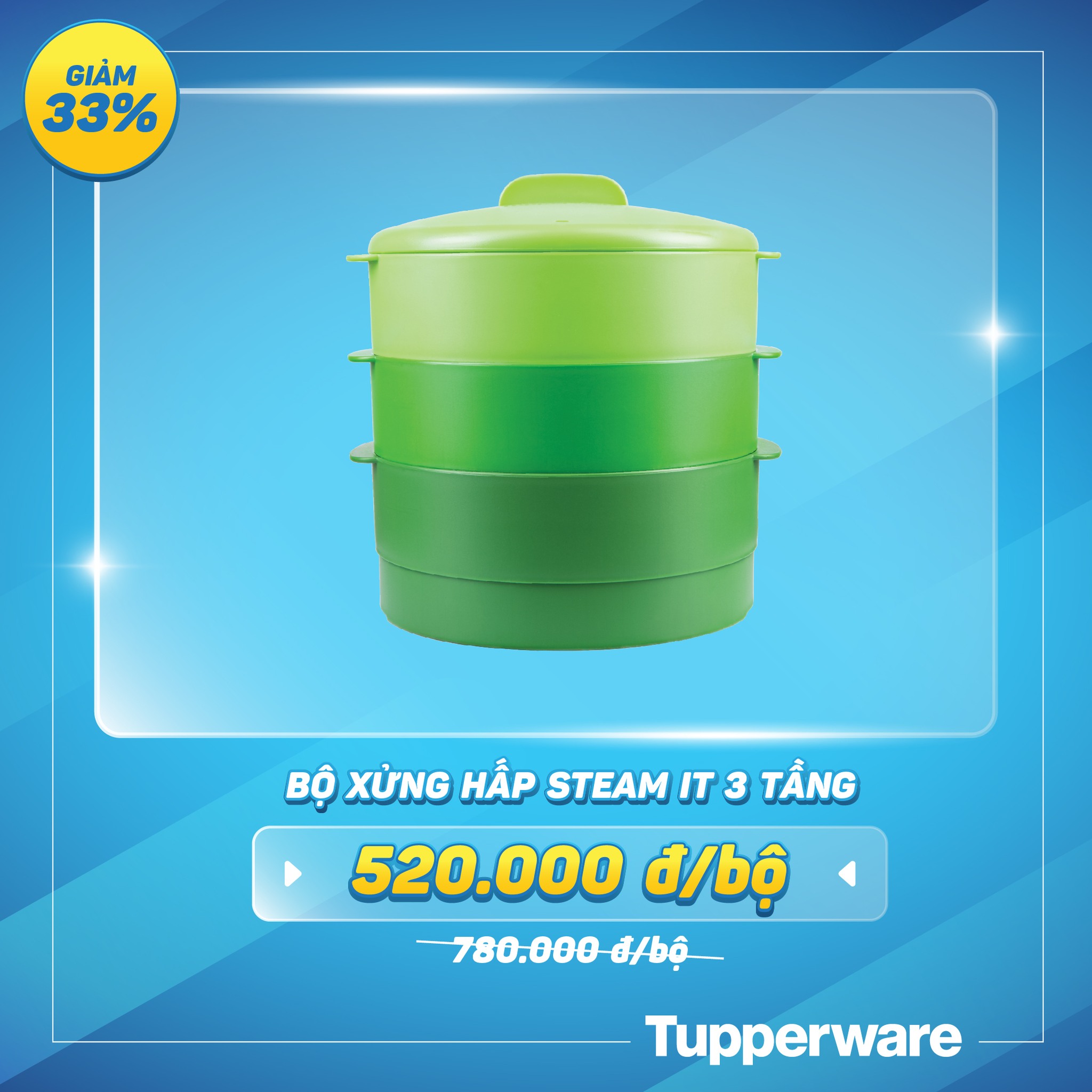 Xửng Hấp Tupperware Steam It 3 Tầng