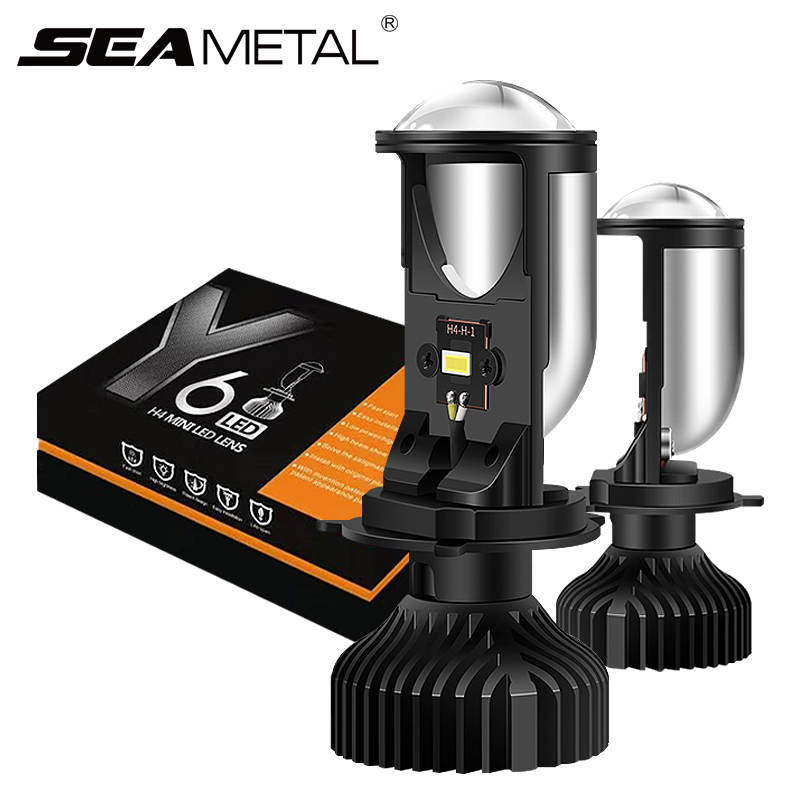 Car LED Headlight Mini Projector Lens Headlight Bulbs 6000K 8000LM