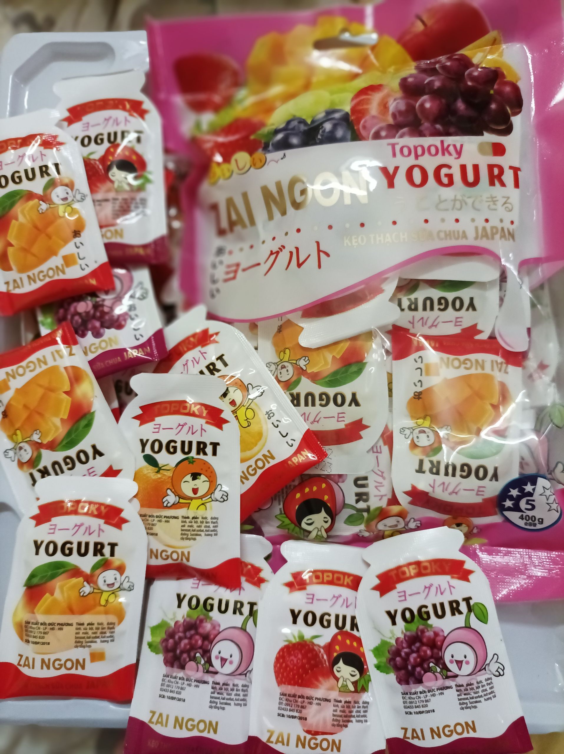 Thạch zai - Thạch zai Ngon Yogurt 400g - 28k ( các vị : Cam, xoài, dâu Tây, nho Mỹ….)