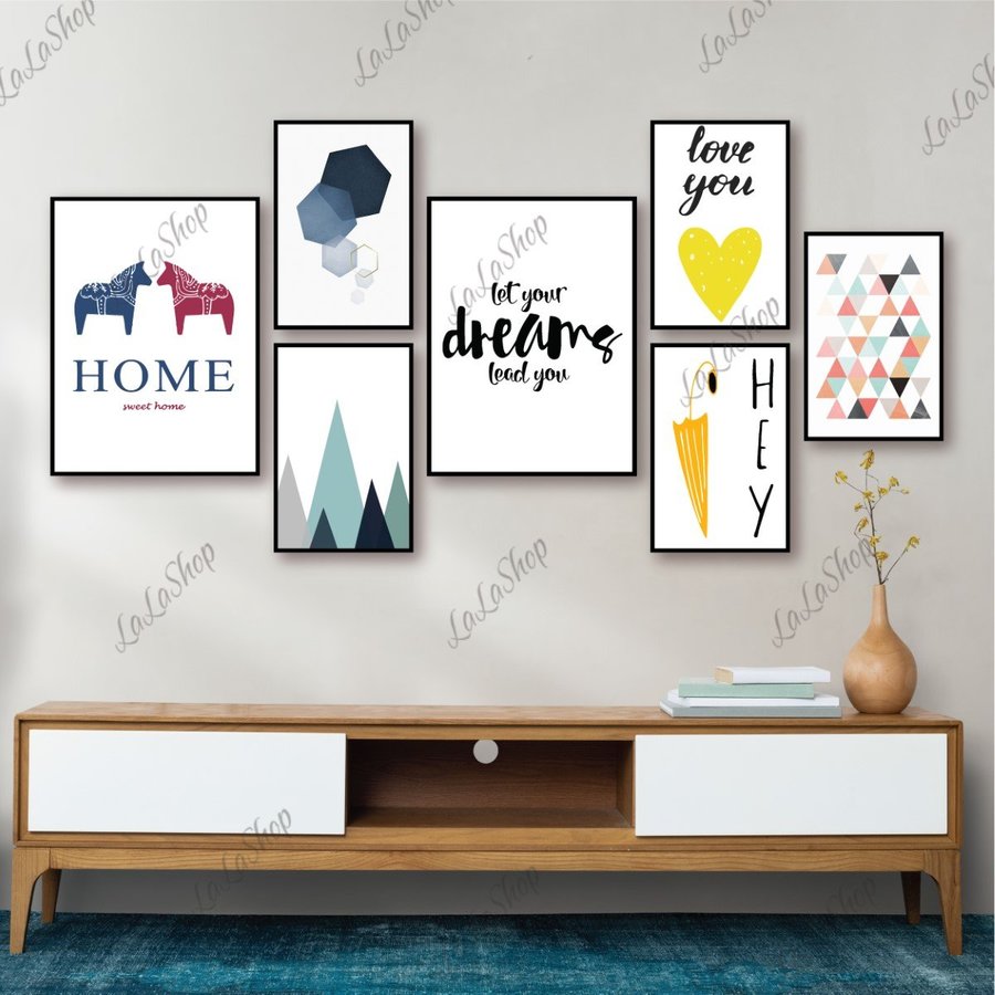 Combo 7 tấm - Bộ tranh dán tường in formex giá rẻ - Có ảnh thực tế - Tranh treo tường phong cảnh nghệ thuật nhiều kích thước tranh bộ treo phòng ngủ đẹp