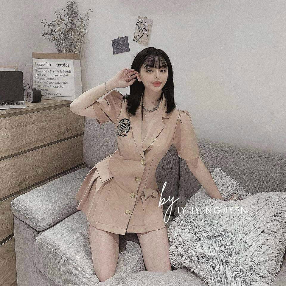 Đầm Cổ Vest Xếp Ly,Đầm Nữ,LY STORE