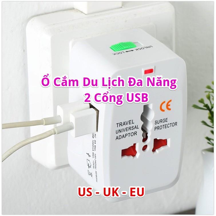 Ổ cắm du lịch đa năng có 2 cổng usb