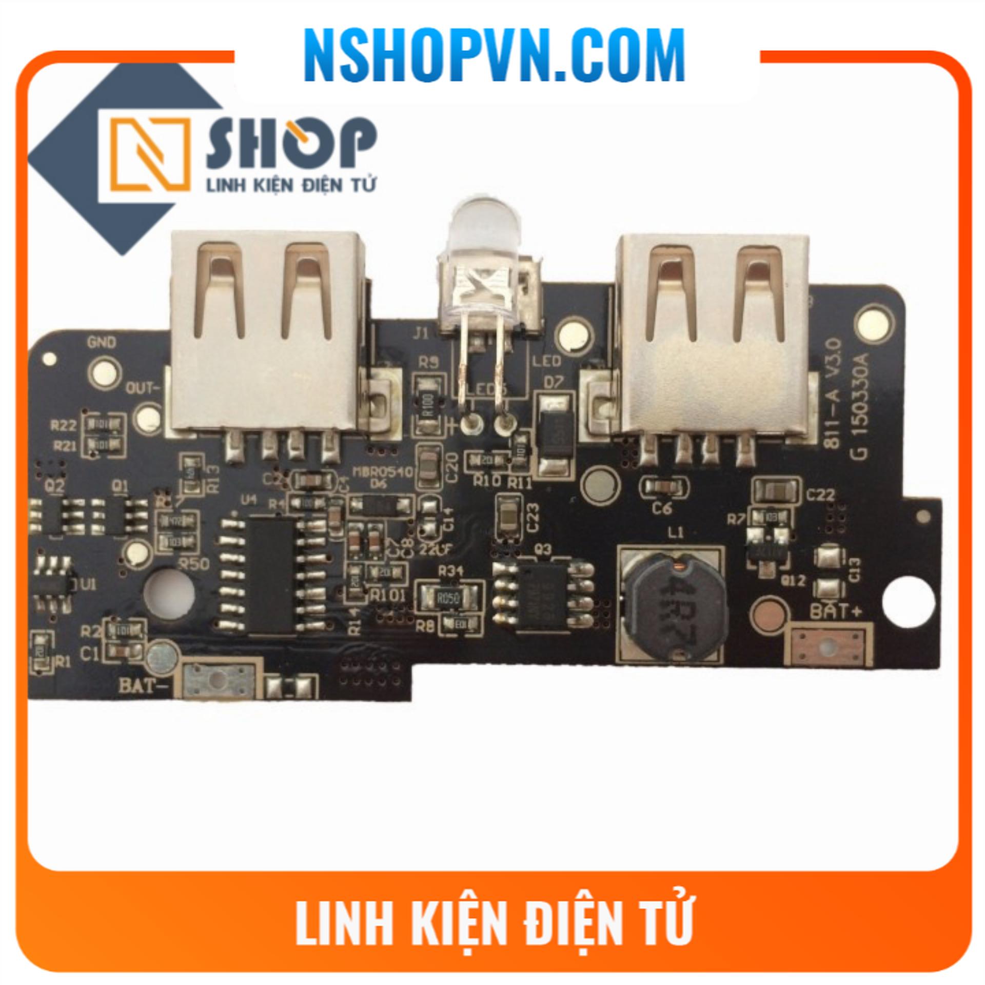 Mạch sạc pin dự phòng 2 cổng usb tích hợp lcd
