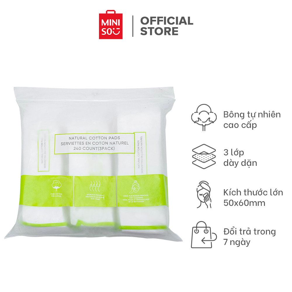 Bông tẩy trang Miniso 240 miếng dưỡng da Cotton pads, đa năng cao cấp chất bông tự nhiên sạch da mềm mại- Hàng chính hãng
