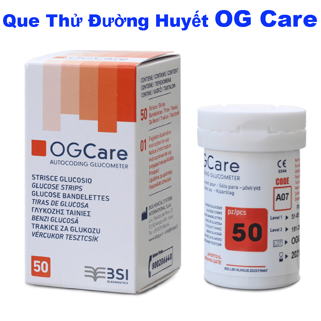 Que Thử Đường Huyết OG Care (Hộp 25 - Hộp 50 Que)