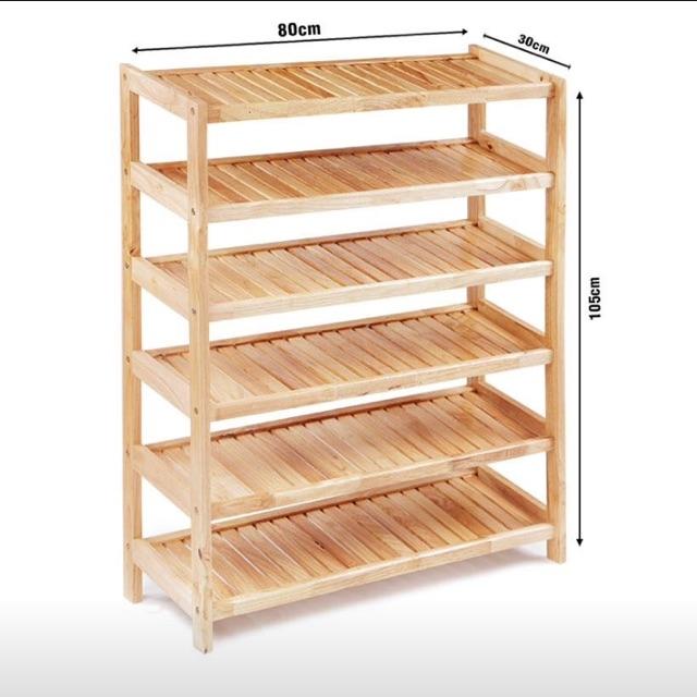 [HCM]Kệ dép gỗ 80cm - 6 tầng