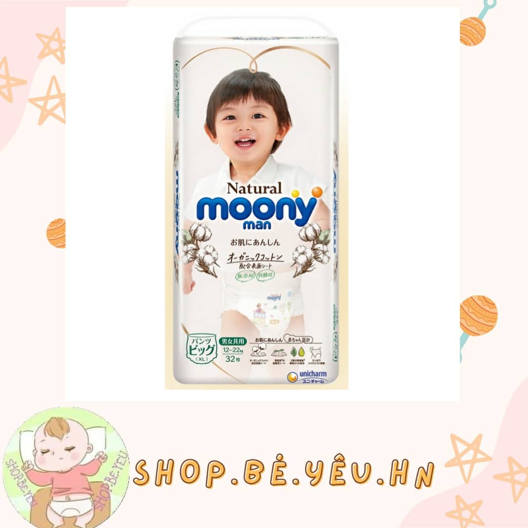 Tã quần Moony Natural siêu cao cấp M46/L36/Xl32