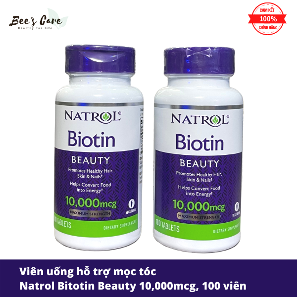 Viên uống hỗ trợ mọc tóc Natrol Biotin 10,000mcg, 100 viên